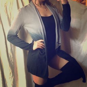 Asymmetrical Ombre Grey Sweater Cardigan